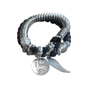 Silver and Black Charm Bracelets